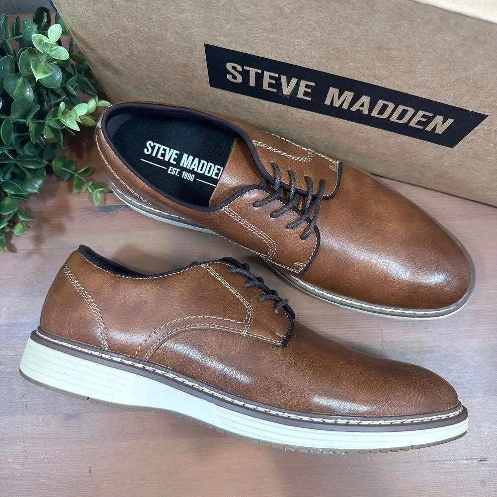 Steve Madden Men's‎ P-Jansen Cognac Oxfords Shoes Size 9